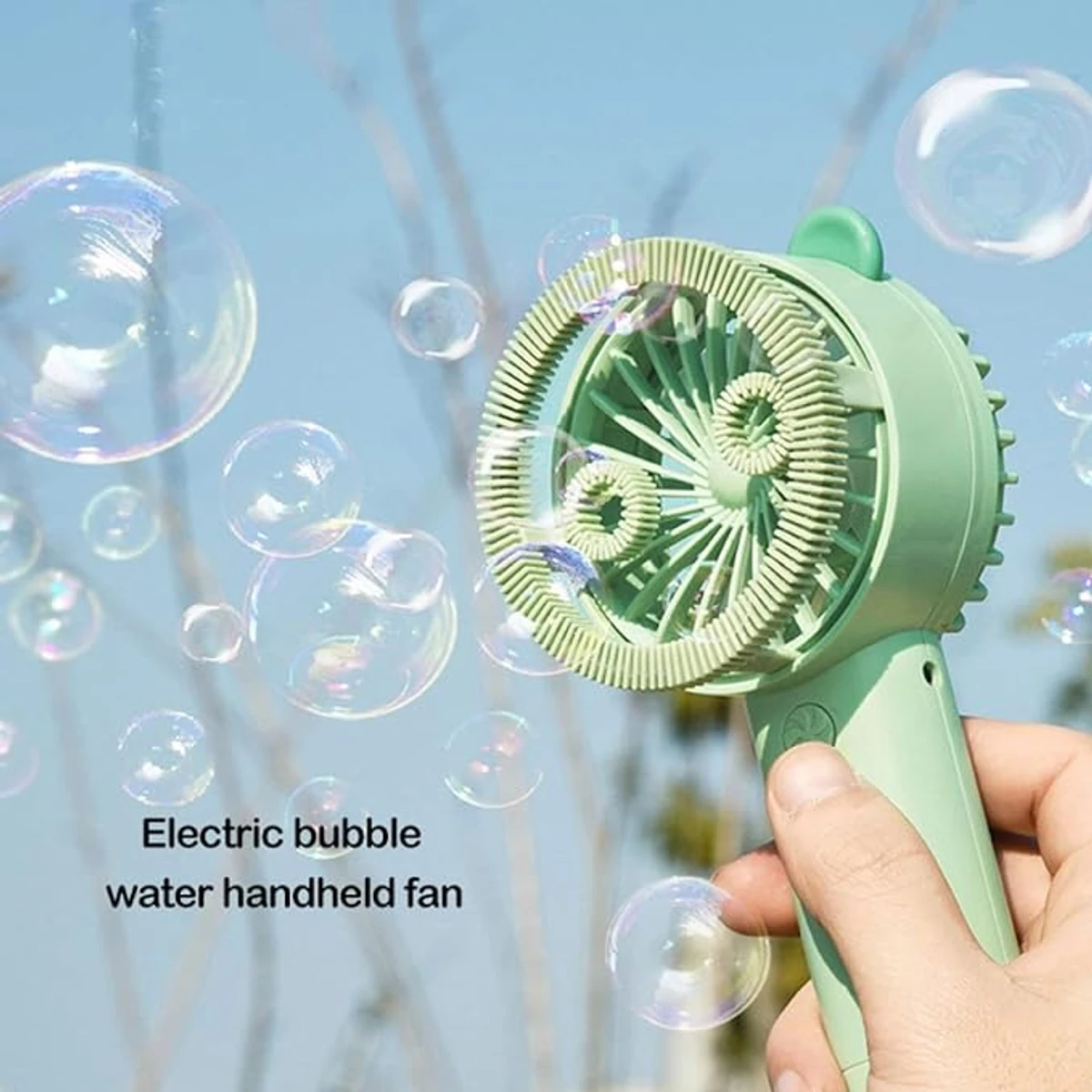 3 in 1 Mini Handheld LED Light Bubble Maker Cooling Fan For Summer