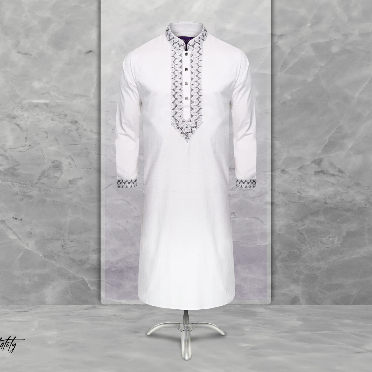 White Colour Gorgeous Desing Panjabi with Elegant Embroidered (Code-20)