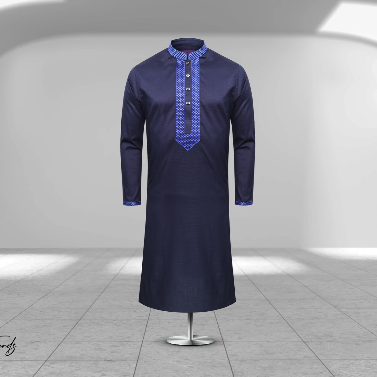 Smart Fancy Cotton  Design Panjabi – (Navy Blue) (Code-46)