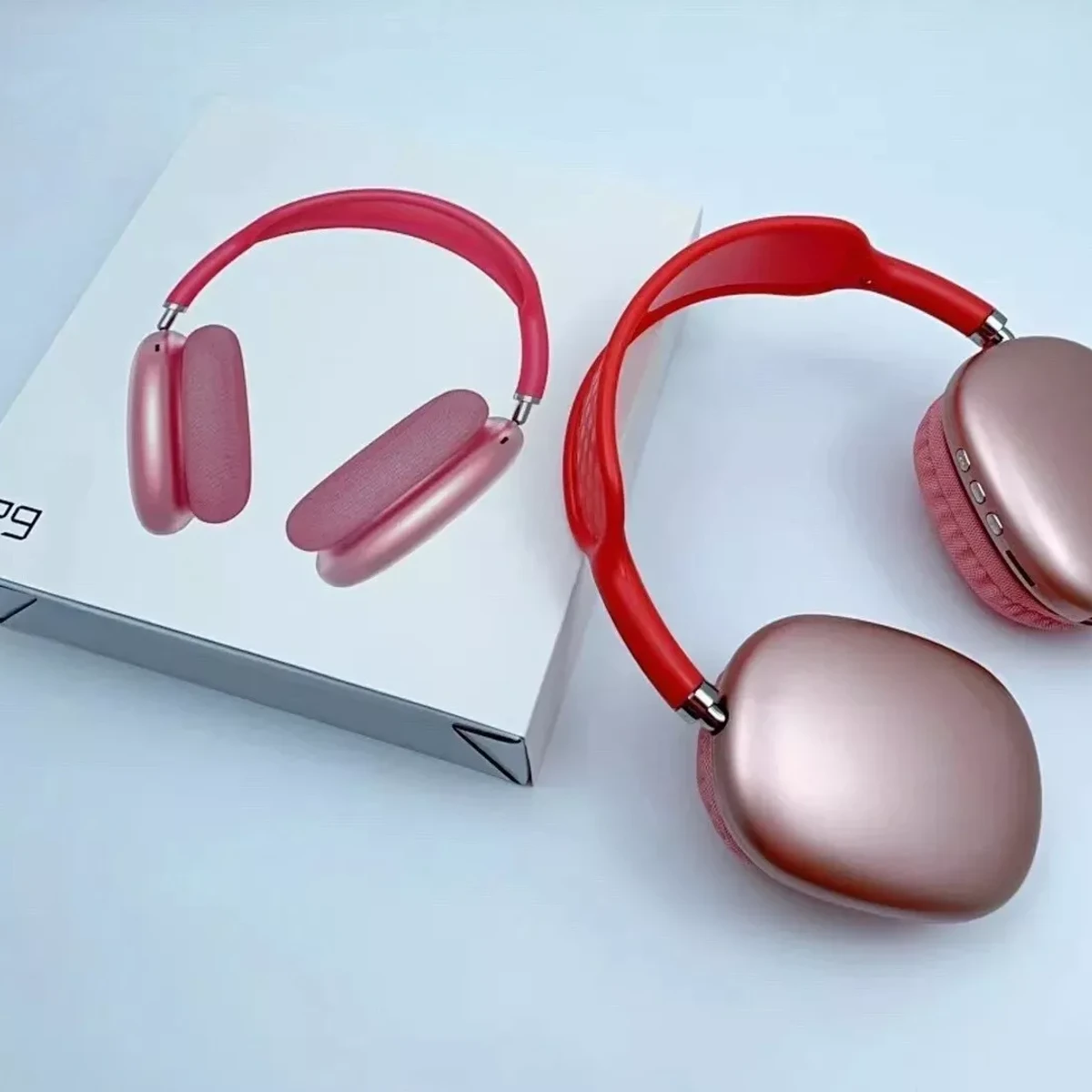 🔴হালকা লাল P9 Wireless Bluetooth Headphone