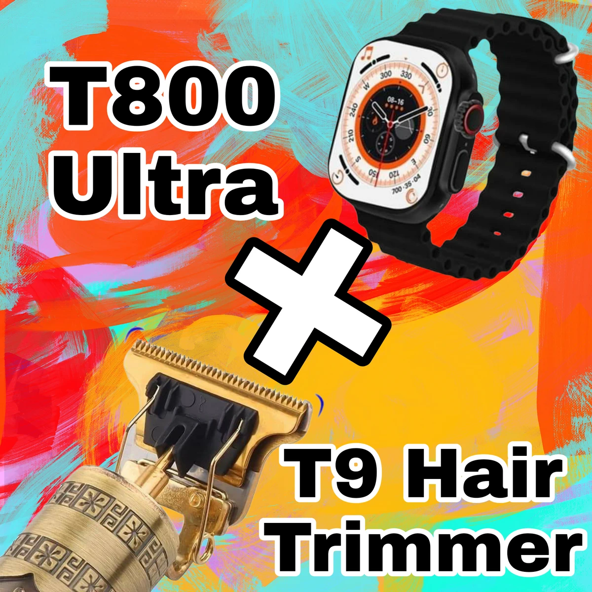 বান্ডেল অফার: (Save 49TK) T800 Ultra Smart Watche + T9 Professional Hair Trimmer
