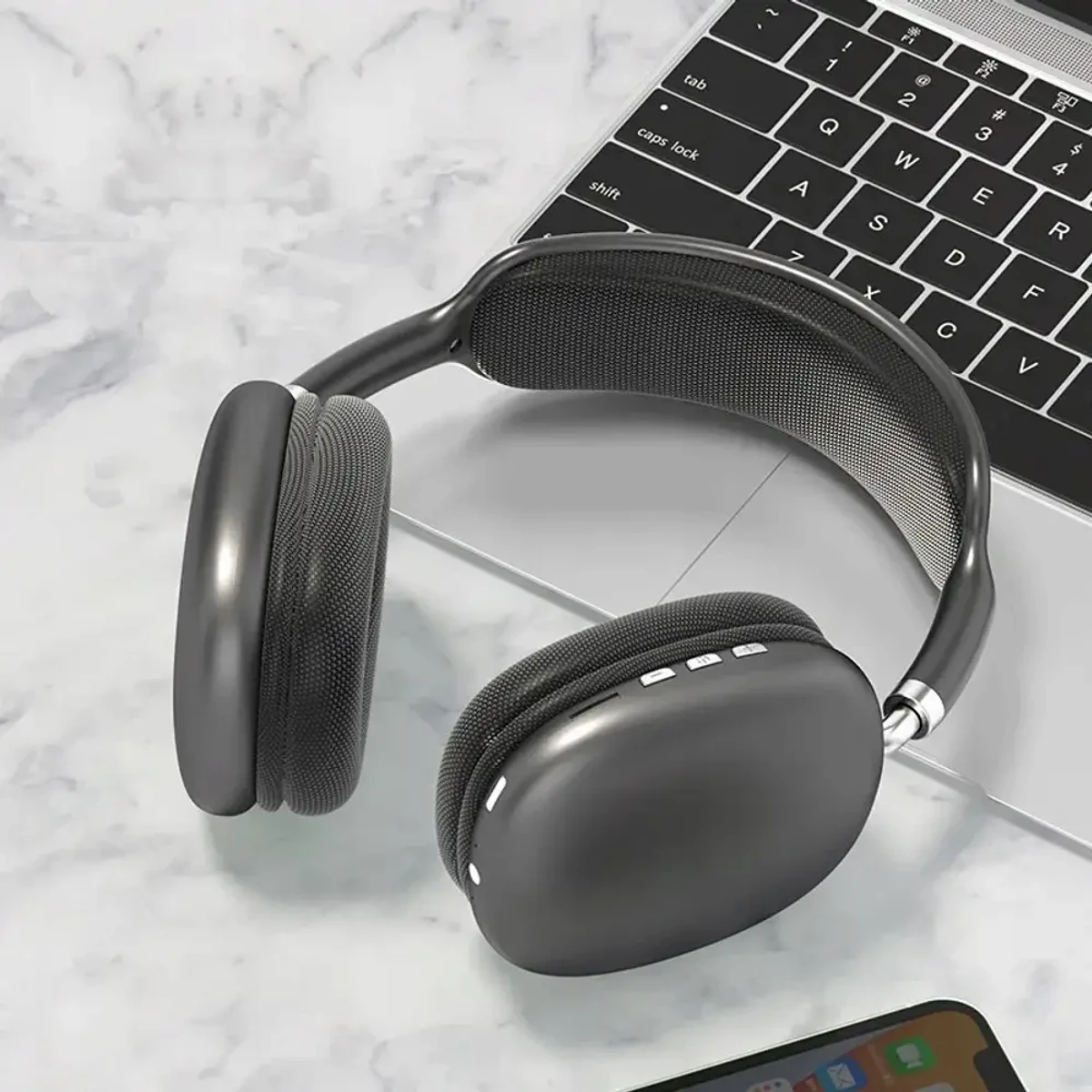 (New আরও আপডেট) Type C System P9 Plus max Wireless Bluetooth Headphones -Black Colour