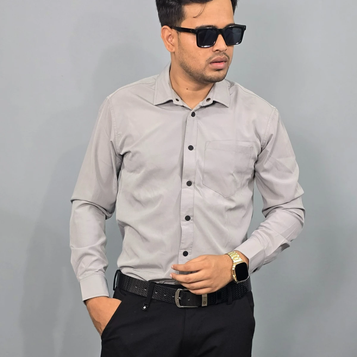 Full Sleeve Formal Shirt - 3 in 1 Combo Off white, Olive And Black