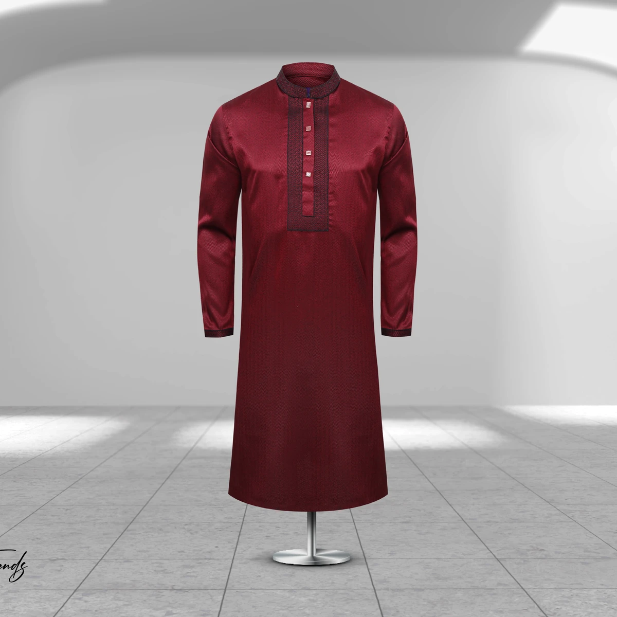 Smart Cotton Jikjak Design Panjabi – (Red Maroon) (Code-50)