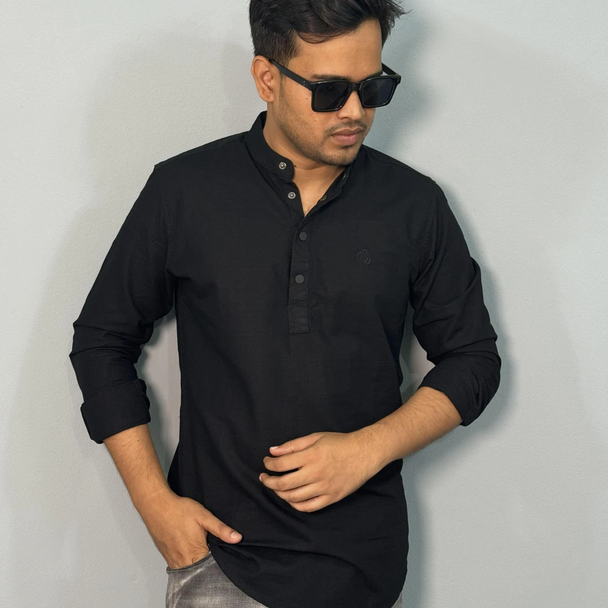 Exclusive Sakura Cotton Katuya | 2 in 1 Combo For Men | Black & Sky Blue