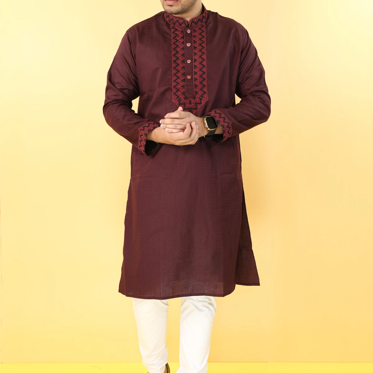 Maroon Colour Gorgeous Desing Panjabi with Elegant Embroidered (Code-24)