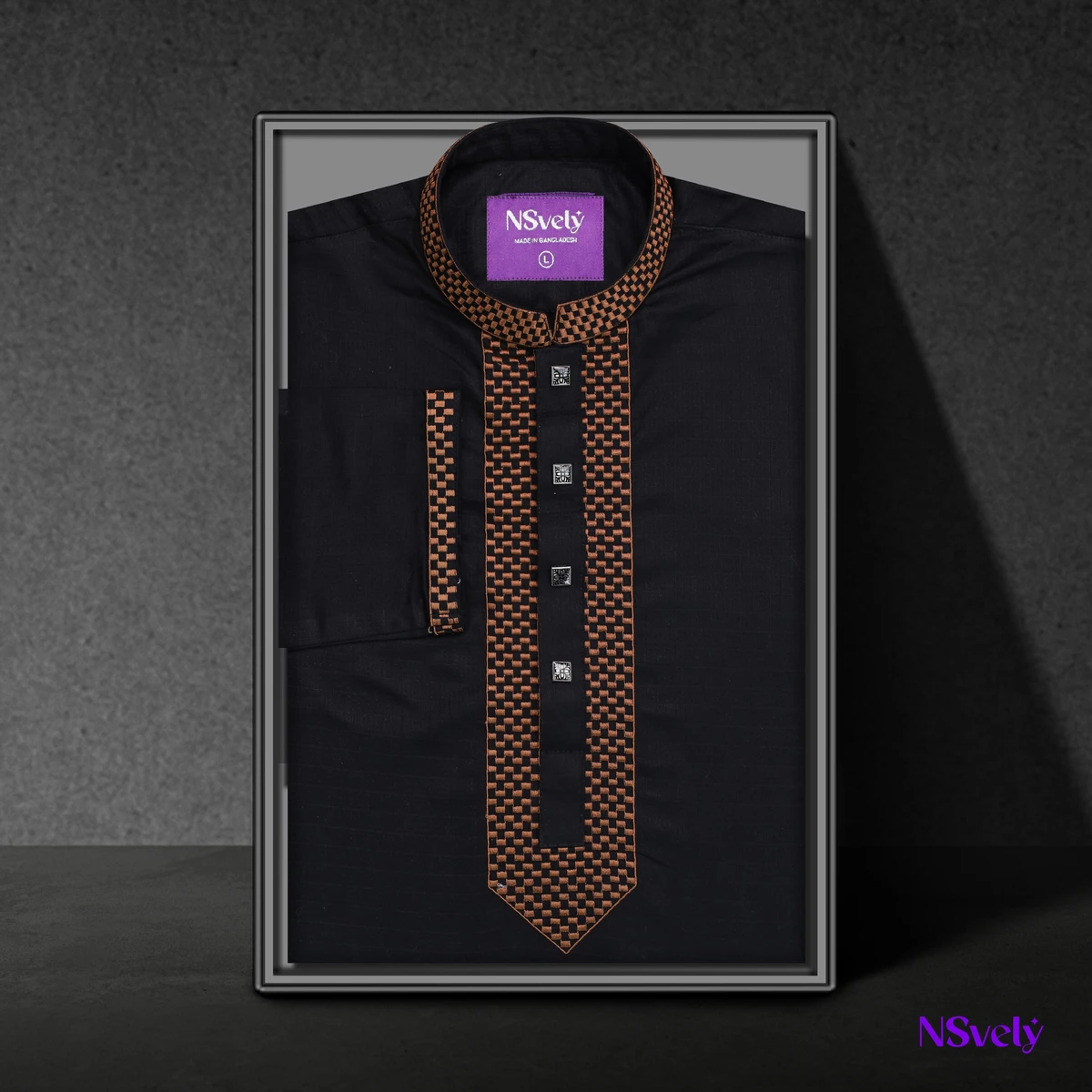 Smart Fancy Cotton  Design Panjabi – (Black) (Code-44)