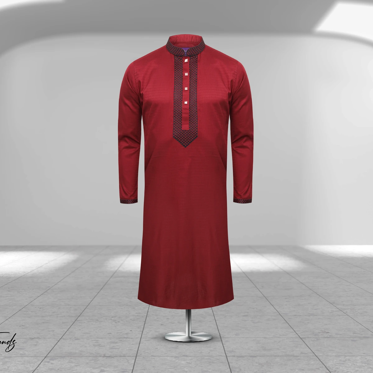 Smart Fancy Cotton Design Panjabi - Red Maroon (Code-43)